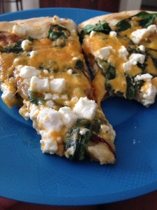 homemade spinach pizza